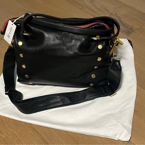Hammitt Black Leather Shoulder Bag with Gold Accents